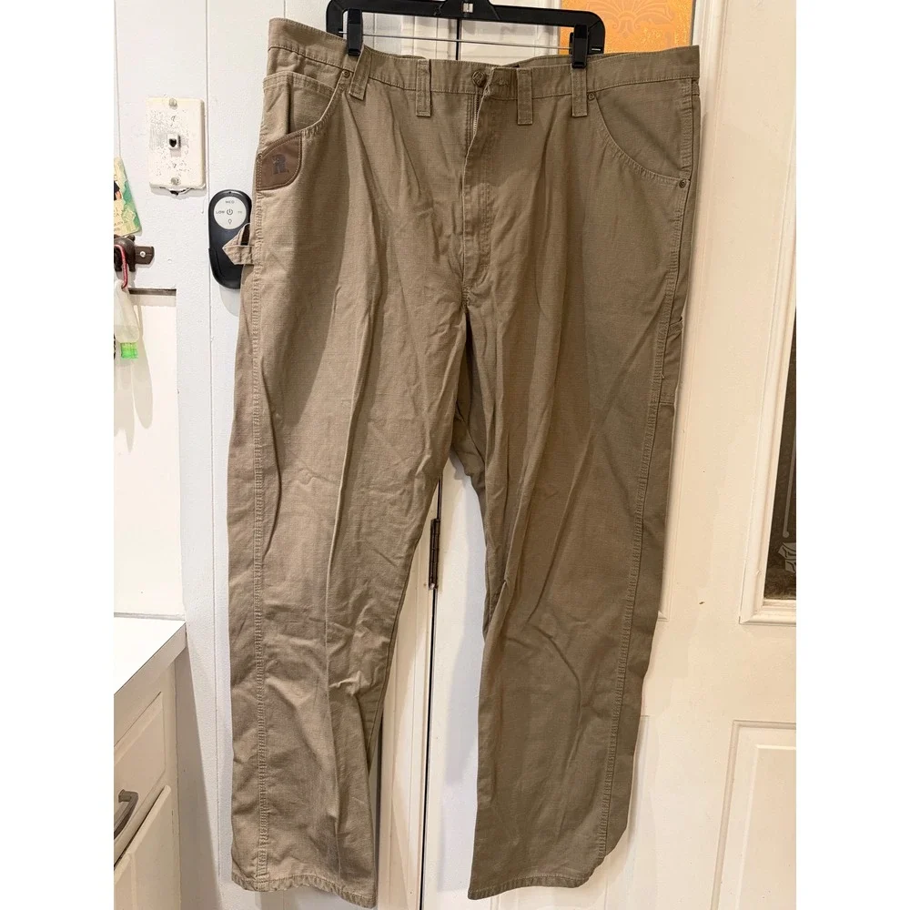 Wrangler Riggs Workwear Carpenter Pants Tan Ripstop Utility Trousers Mens